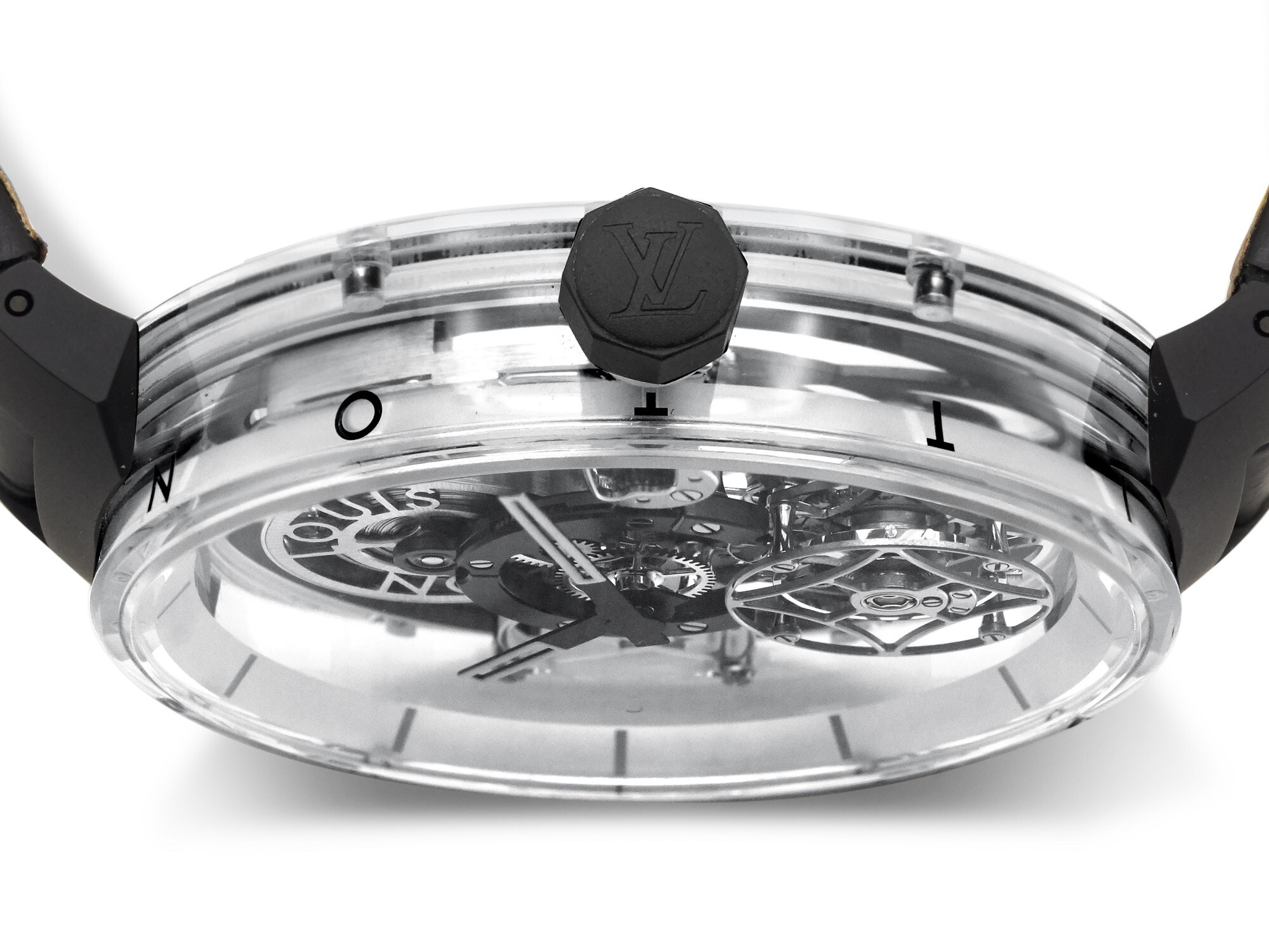 Louis Vuitton Tambour Moon Flying Tourbillon sapphire case details
