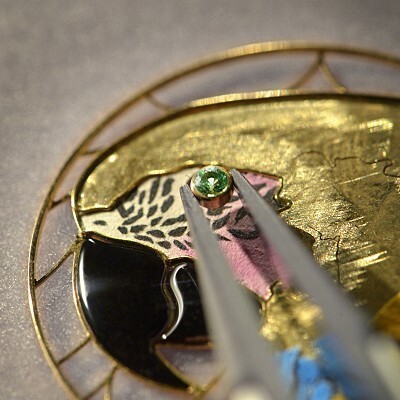 Cartier Ballon Bleu Floral Inlay Watch white gold case and diamond setting