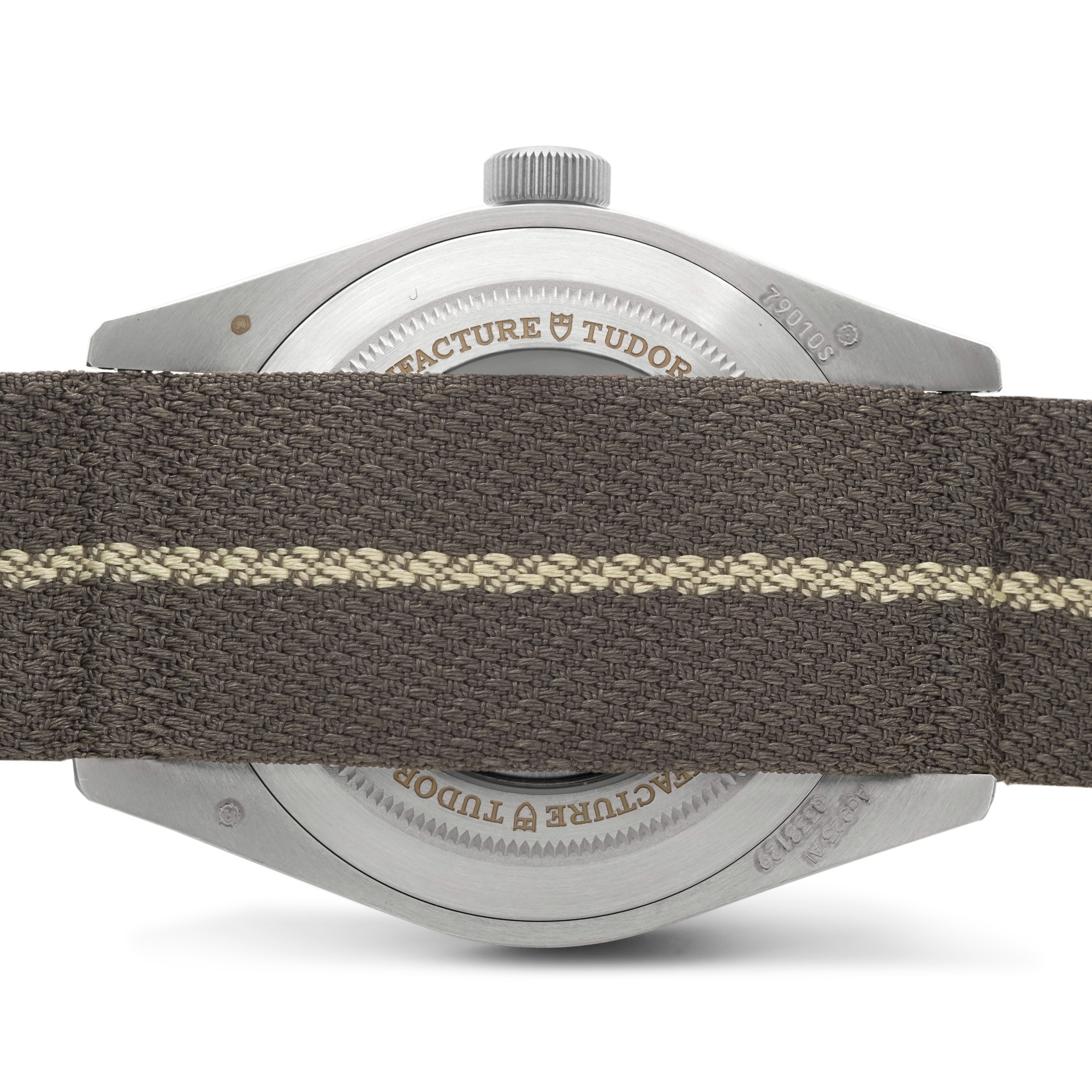 Silver dive watch movement details