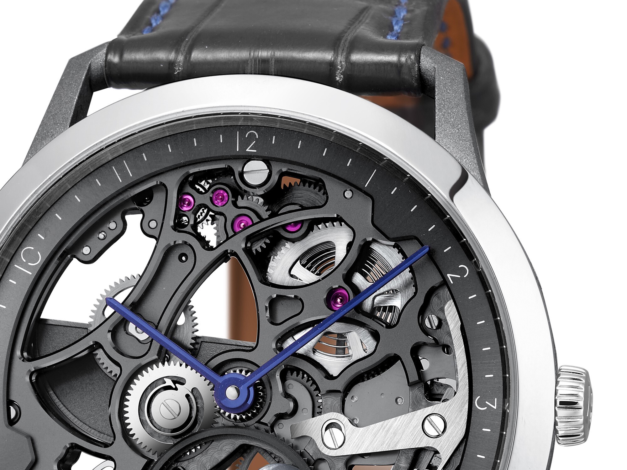 Hermès Slim d'Hermès Squelette Lune Skeleton Watch moon phase dial detail