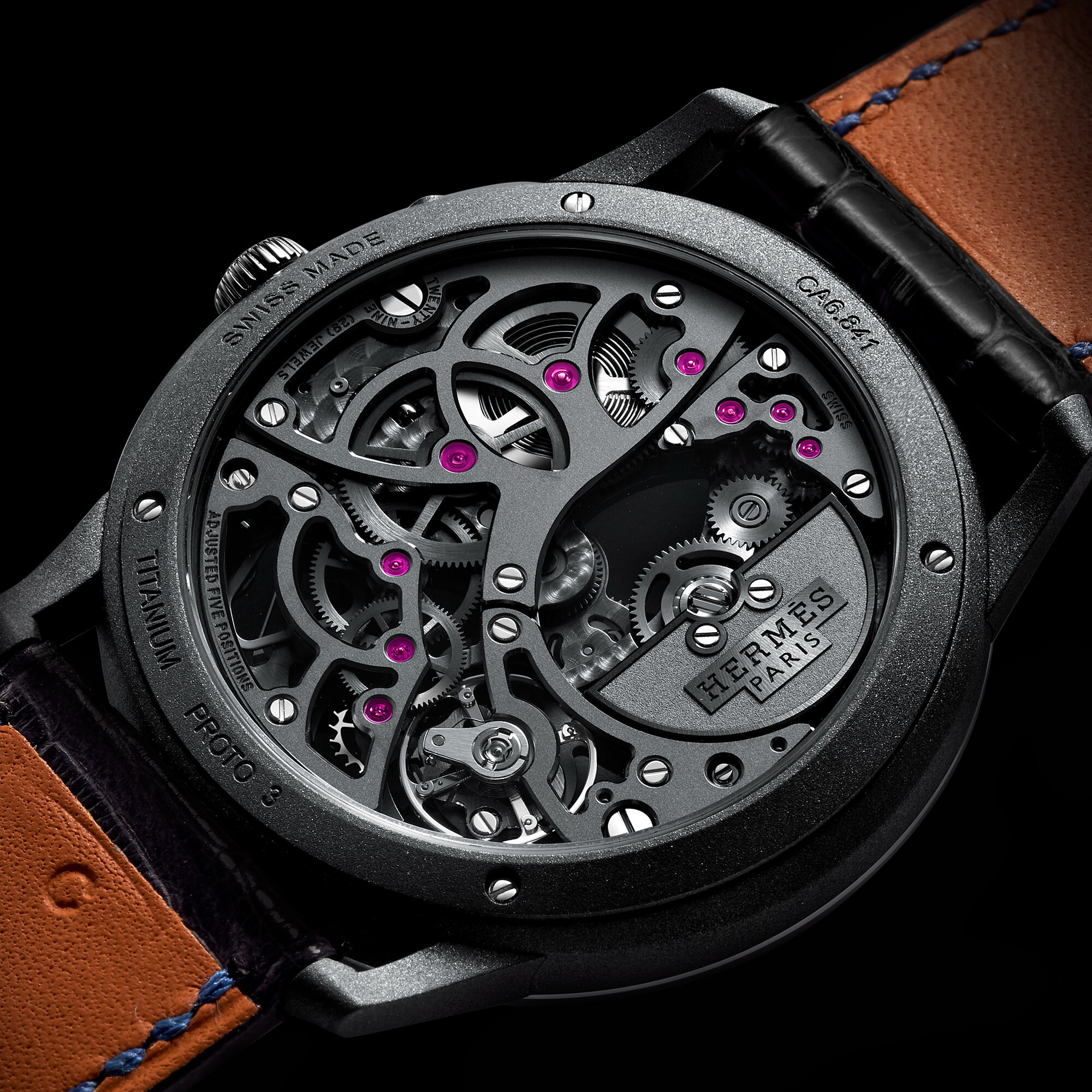 Hermès Slim d'Hermès Squelette Lune Skeleton Watch on wrist