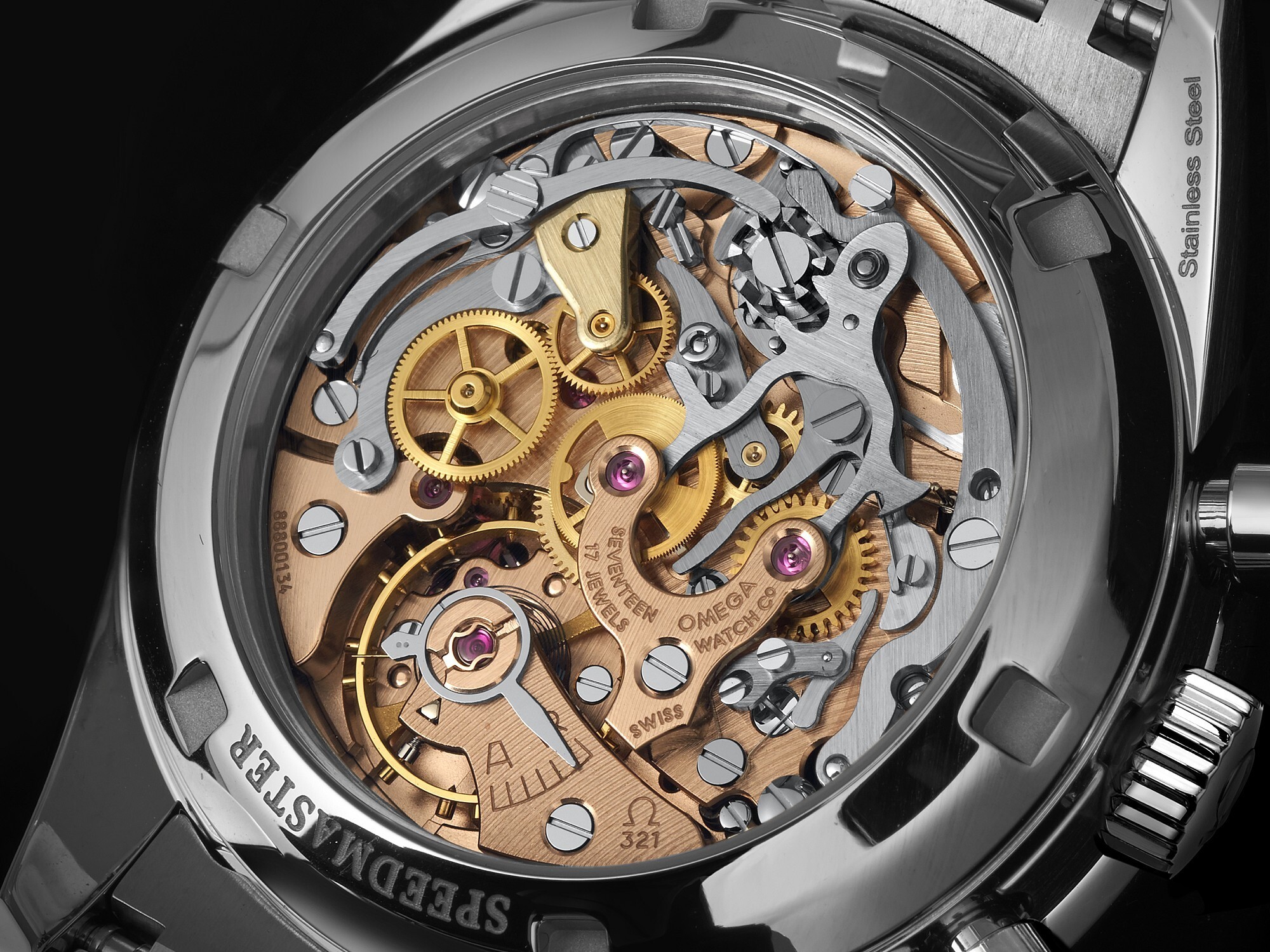 Omega Speedmaster Calibre 321 Ed White display back movement