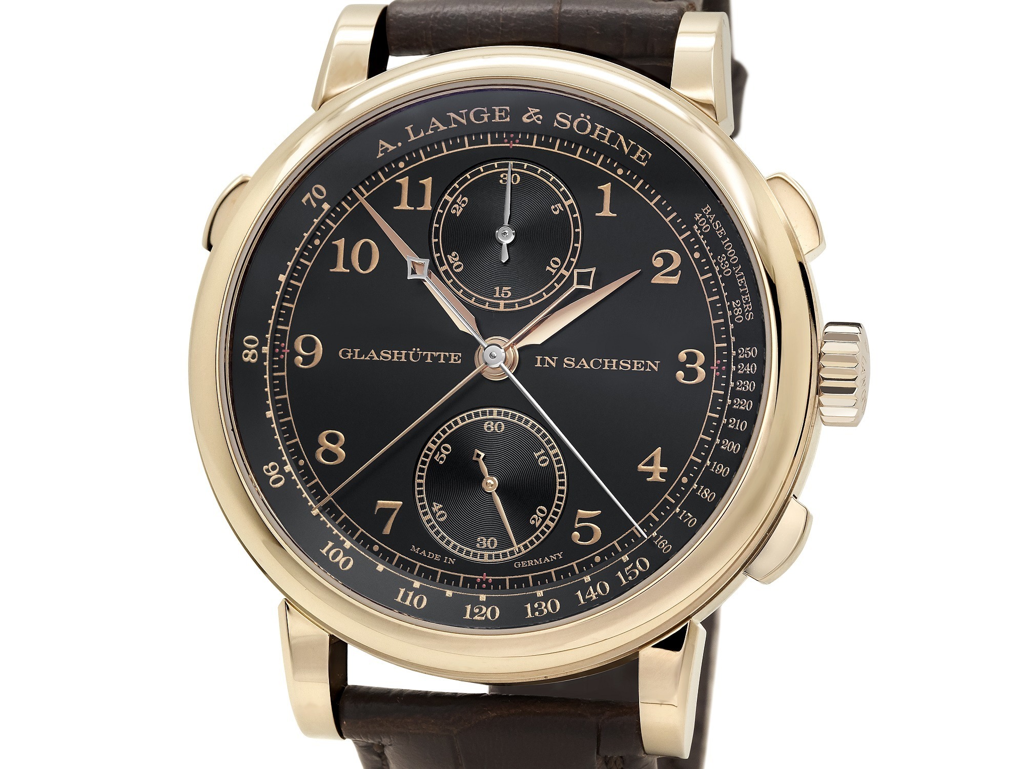 A. Lange & Söhne 1815 Rattrapante Honeygold Homage to F. A. Lange dial