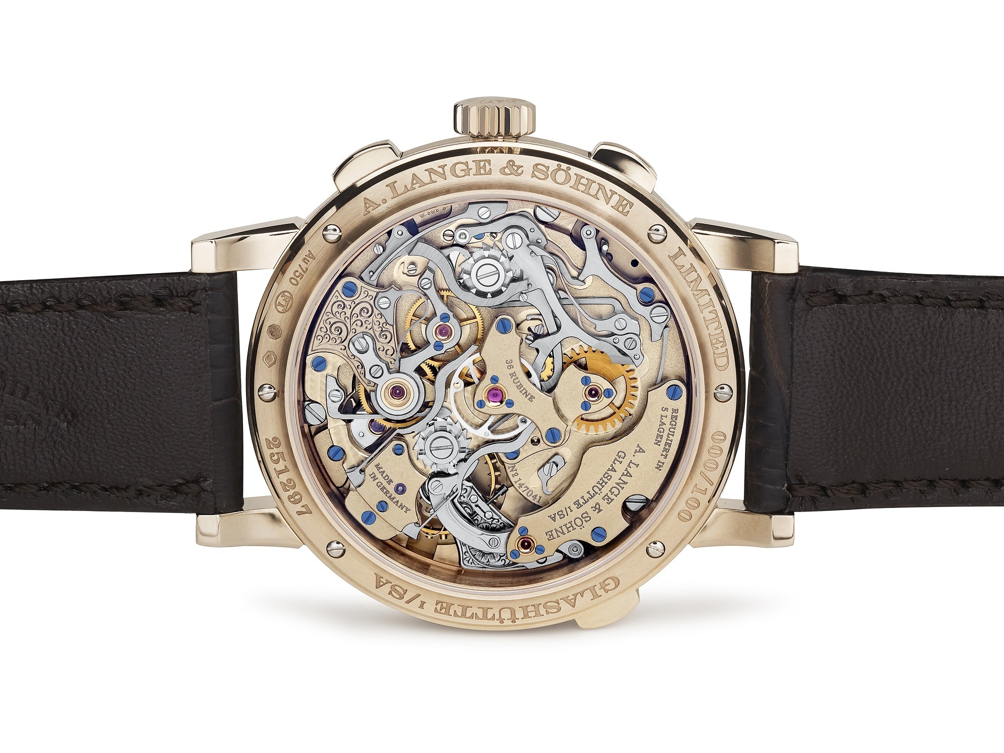 A. Lange & Söhne 1815 Rattrapante Honeygold Homage to F. A. Lange side view