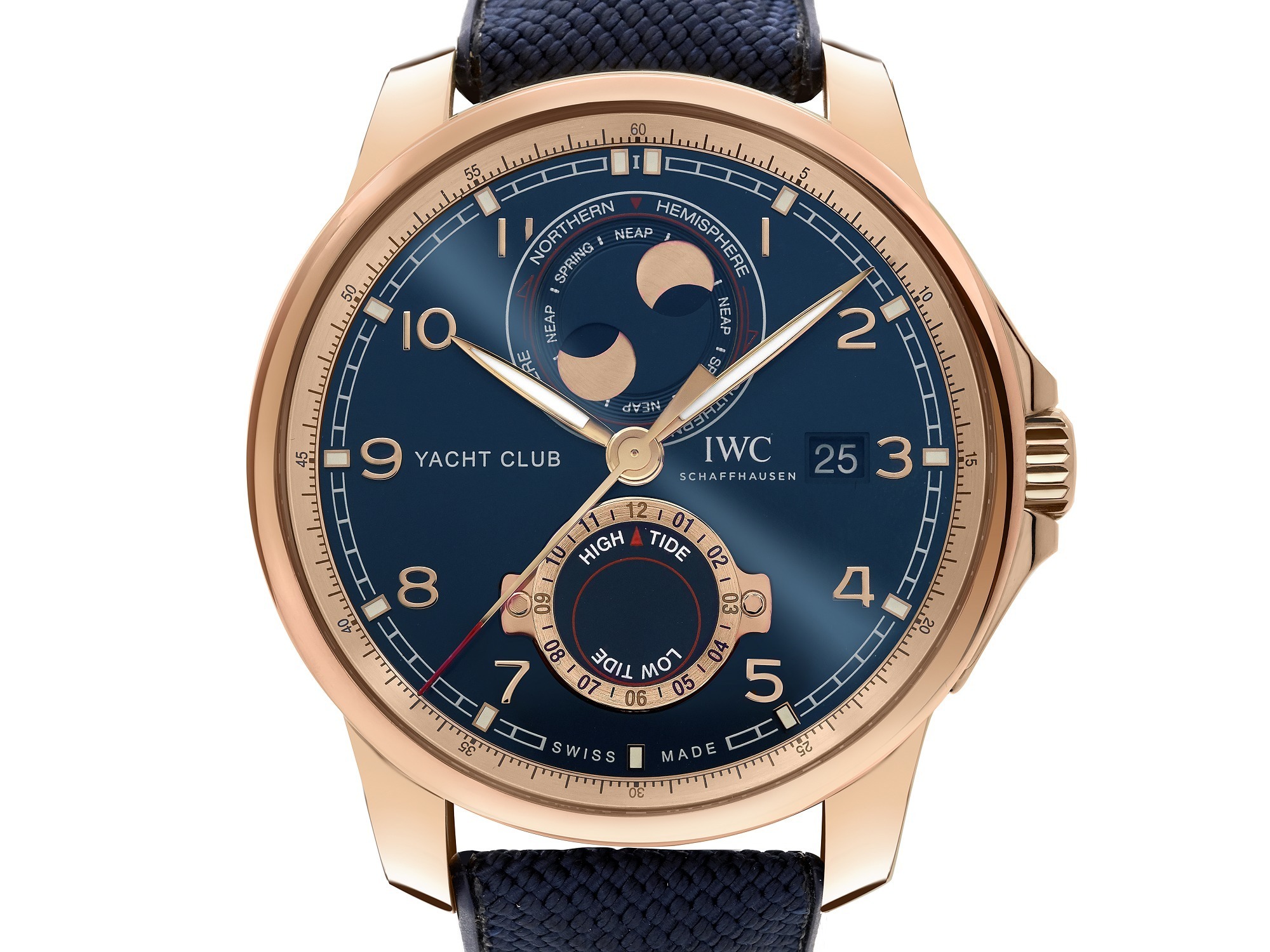 IWC Portugieser Yacht Club Moon & Tide tide display and red gold case