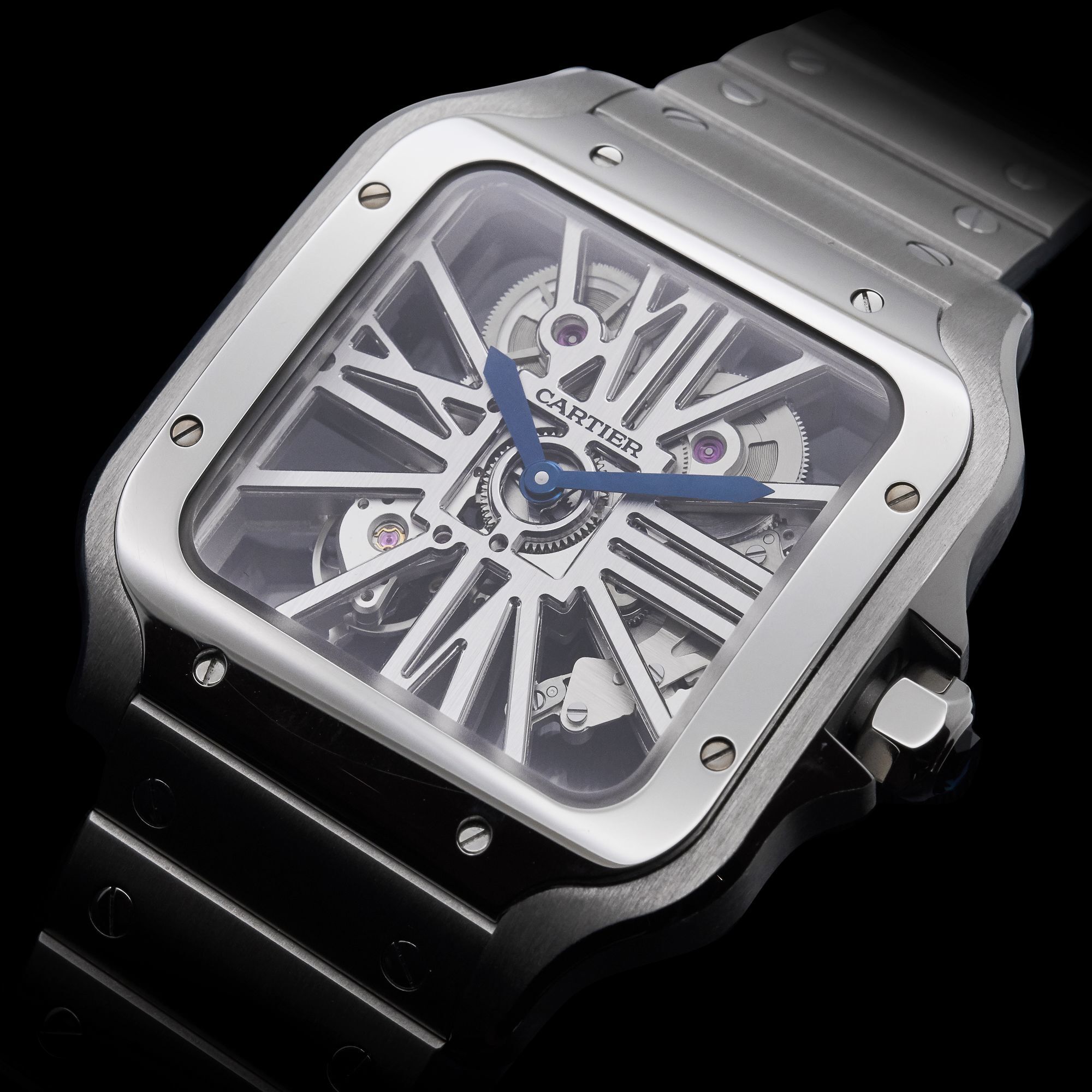 Cartier Santos de Cartier Skeleton detail shot