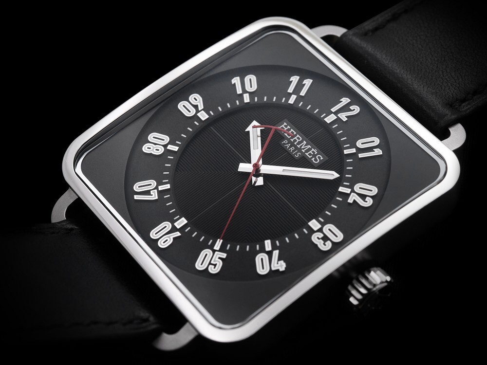 Hermès Carré H watch arrow hour hand sword minute hand colored seconds
