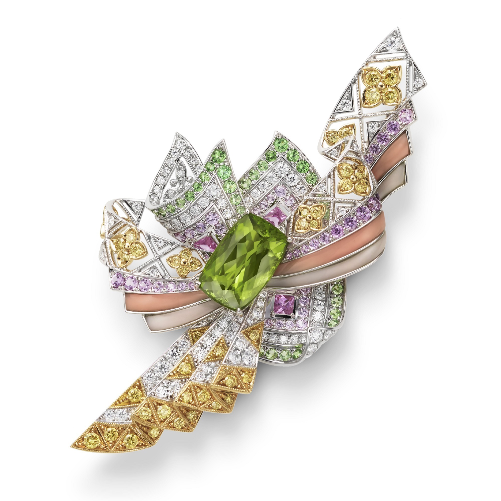 Peridot Center Stone Mikimoto Brooch