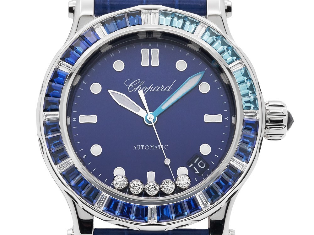 Chopard Happy Ocean Diver floating diamonds on sapphire crystal