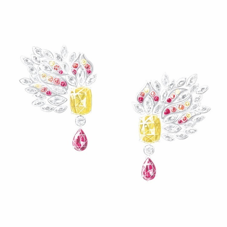 Piaget Extraordinary Light yellow diamond earrings side angle