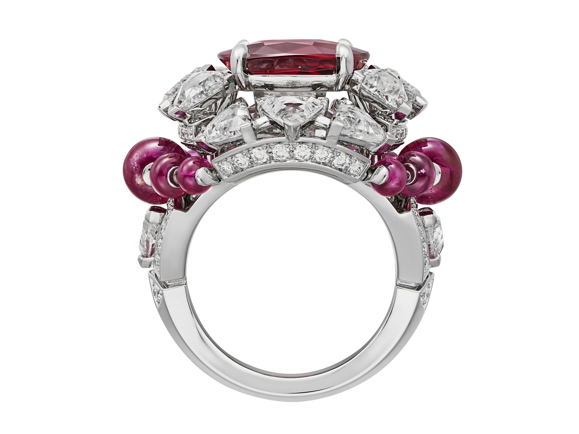 Cartier Phaan Ruby Ring lighting effect