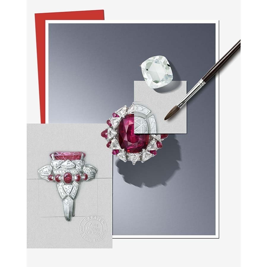 Cartier Phaan Ruby Ring optical illusion effect