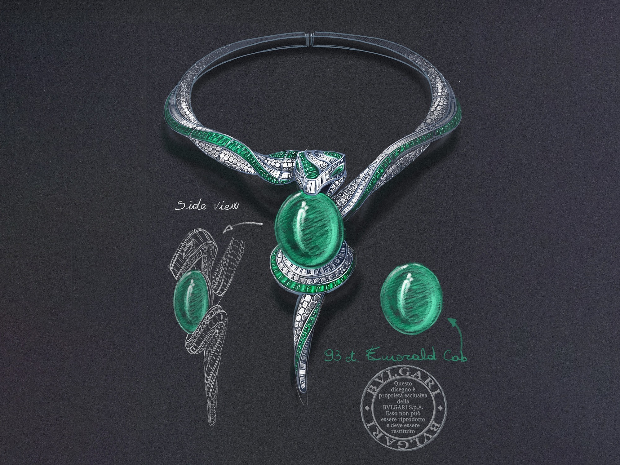 BVLGARI Hypnotic Emerald Necklace serpent design
