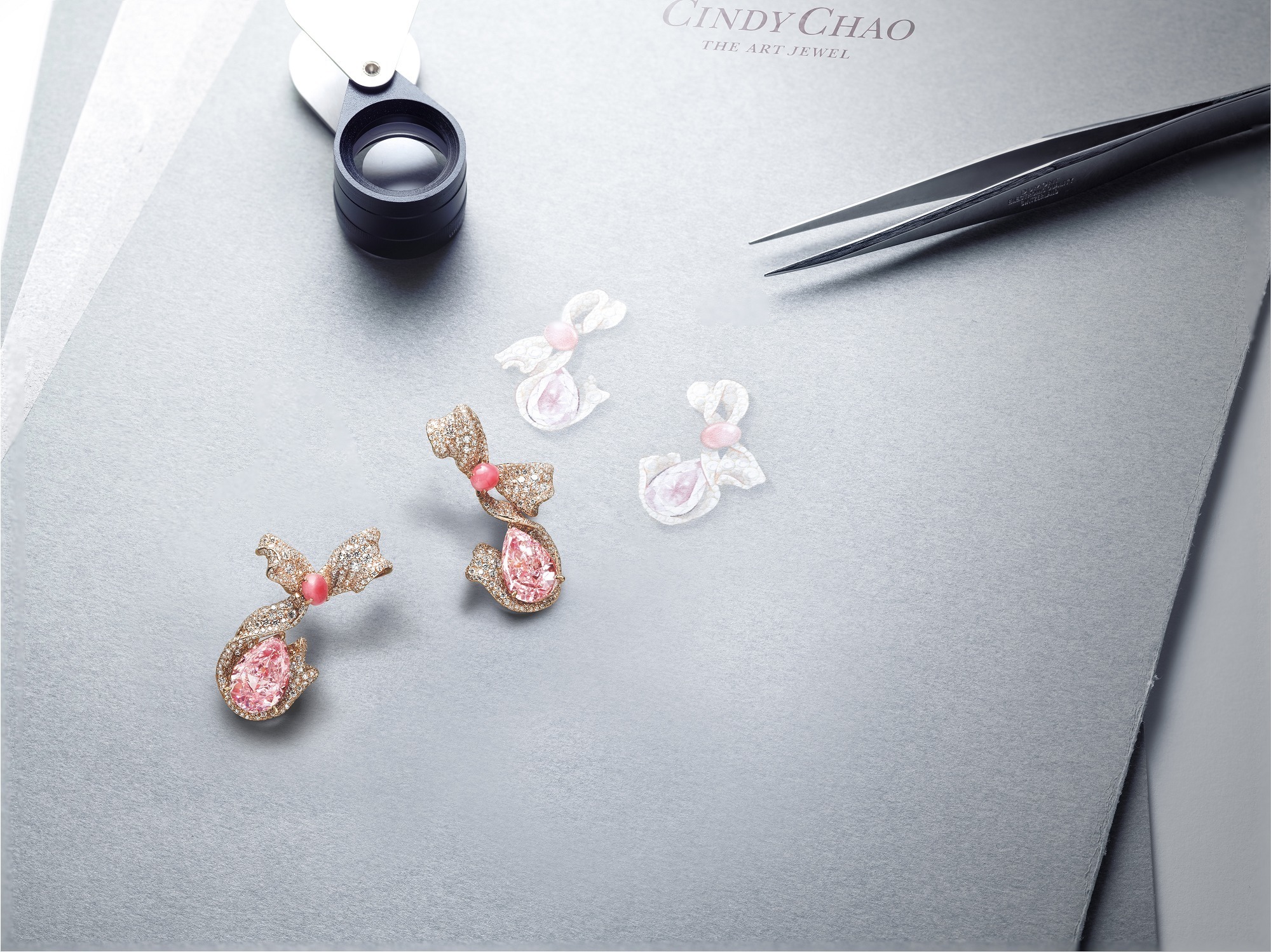 Conch pearl accent on ribbon earrings