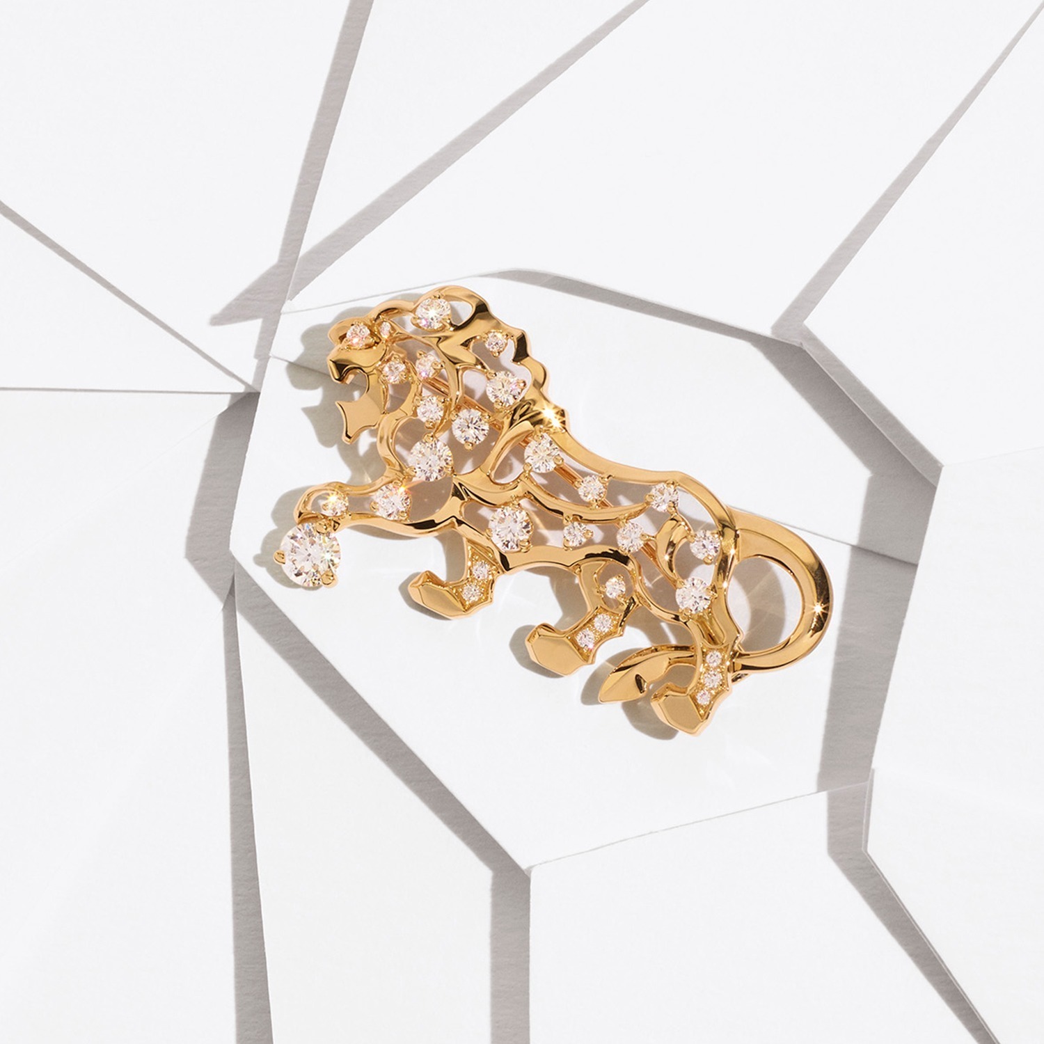Chanel Gold Diamond Brooch Lion