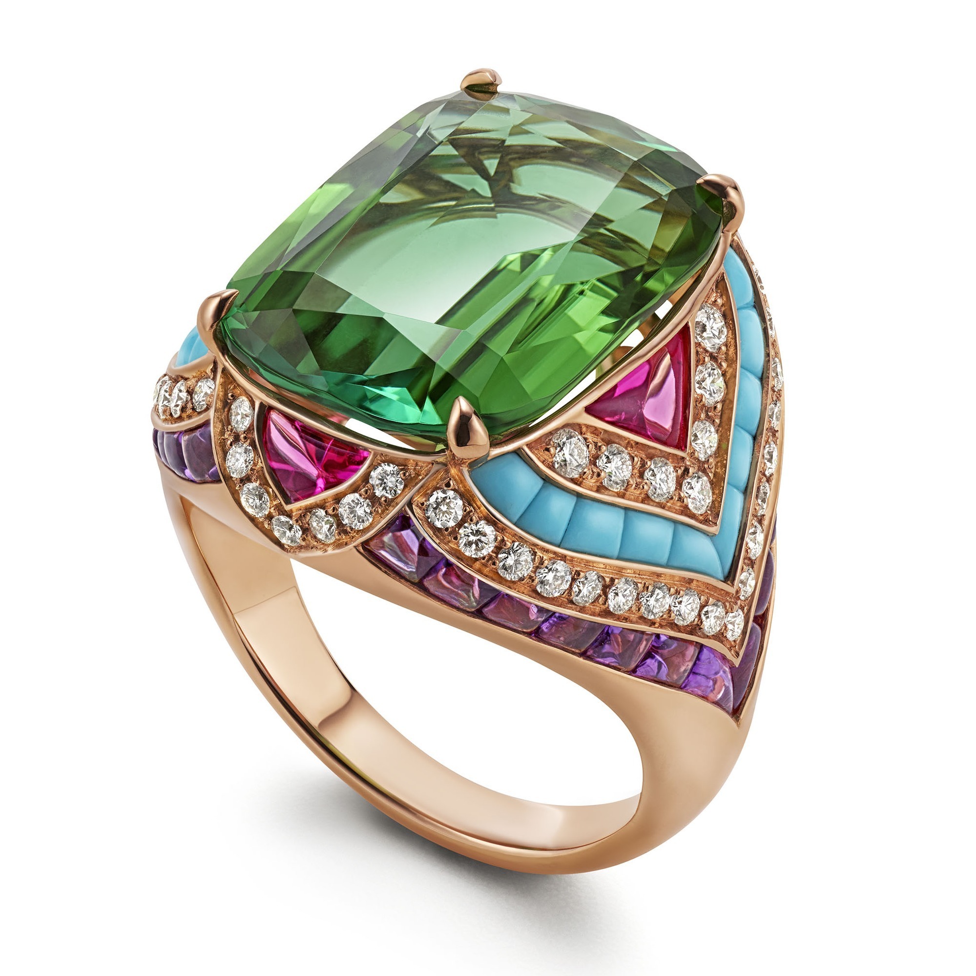 BVLGARI Barocko collection green tourmaline ring
