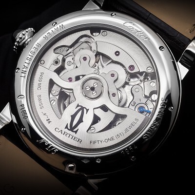 Cartier Rotonde de Cartier Astrocalendaire blue enamel dial close-up