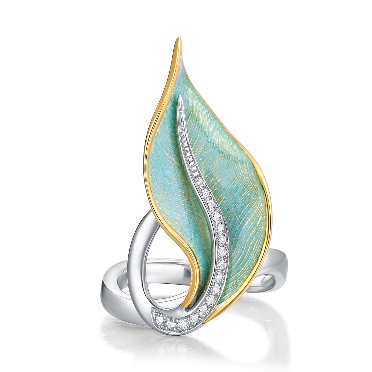 Victor Mayer Serenade guilloche enamel orchid ring