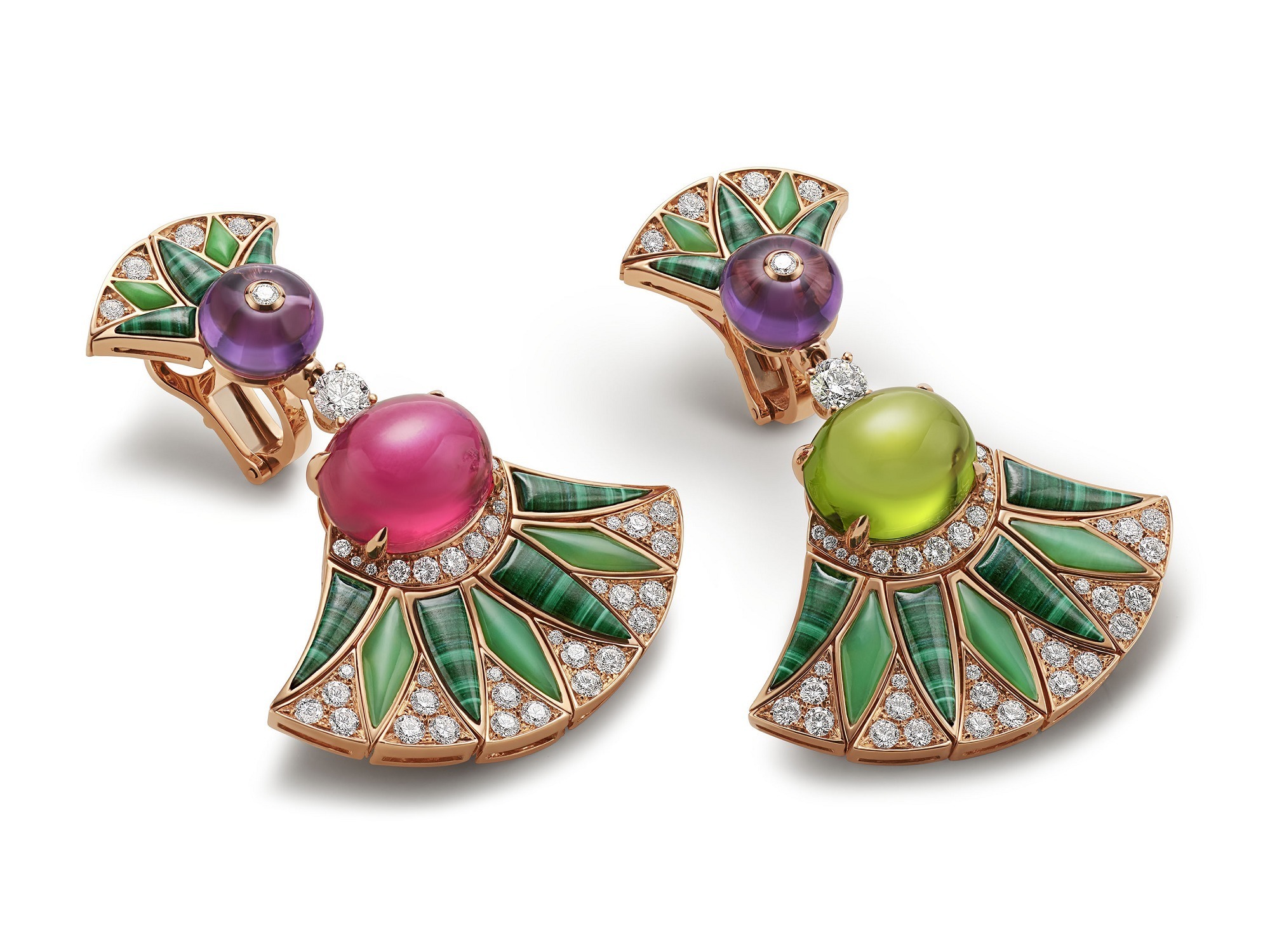 BVLGARI Divas’ Dream fan-shaped gemstone earrings