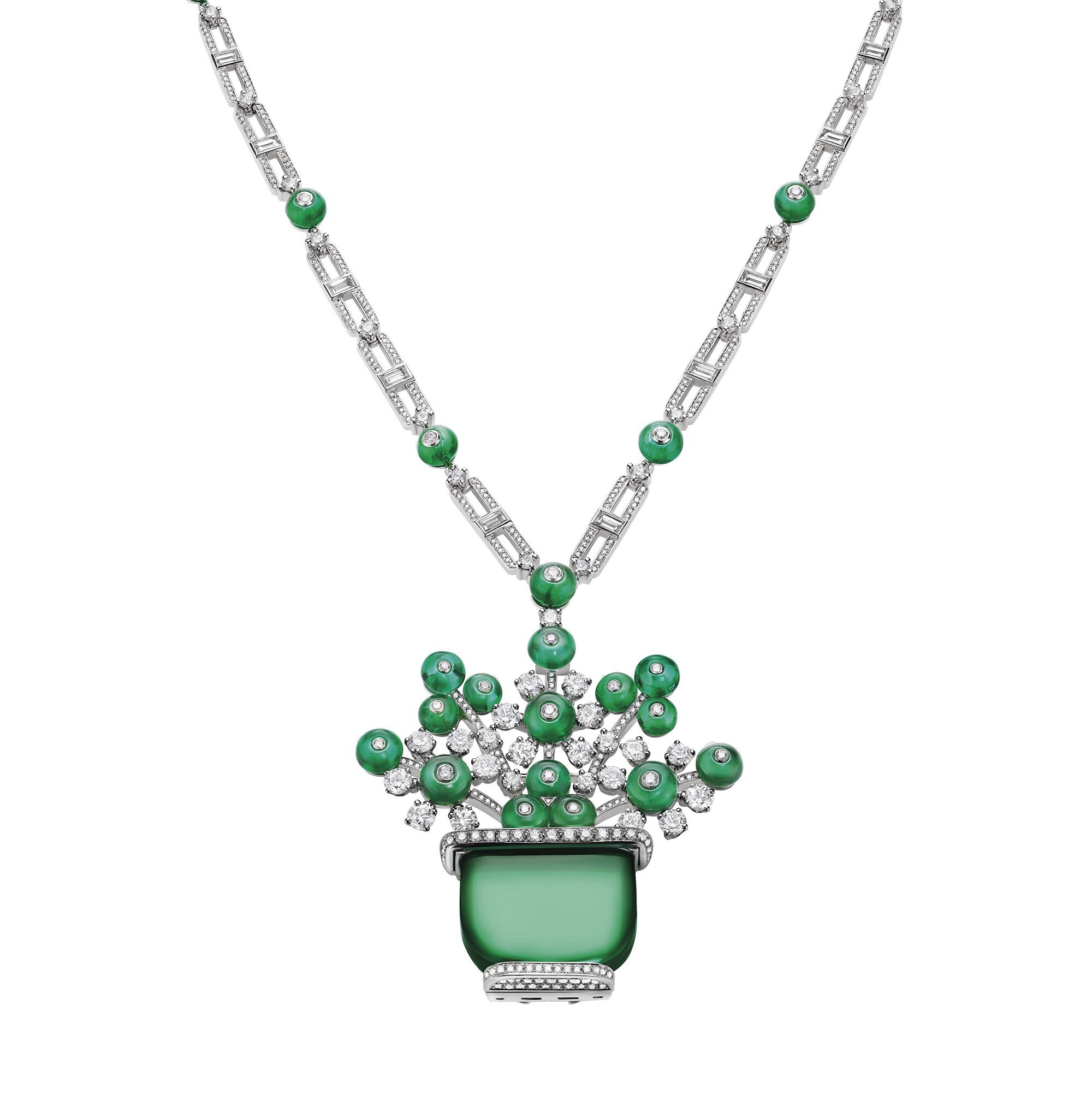 BVLGARI Roman Blooms necklace platinum flowerpot pendant
