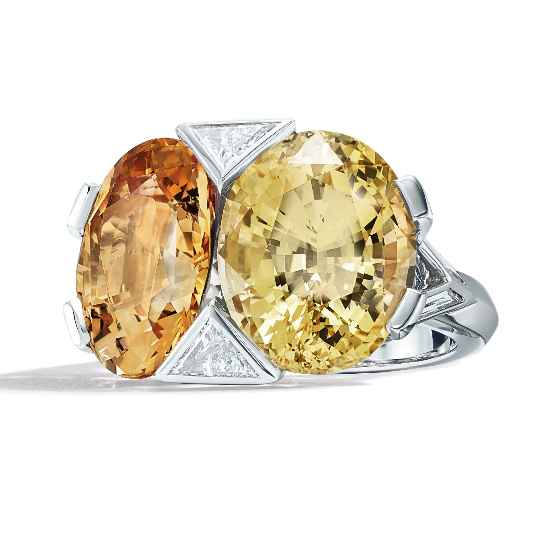 Tiffany double main stone ring with platinum setting