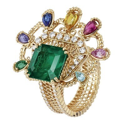 Dior Dentelle Satin Emeraude Emerald Ring