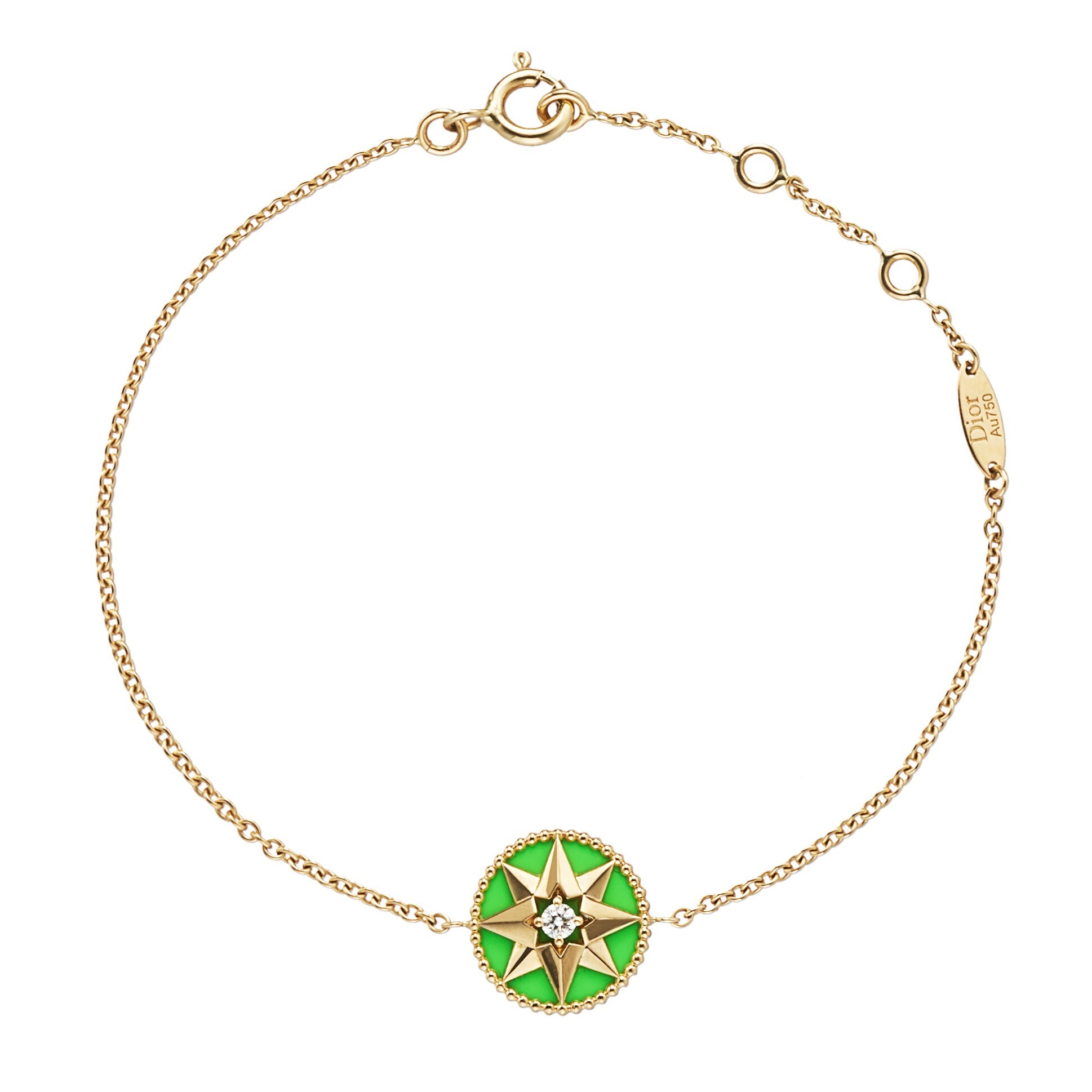 Close-up of a Dior Rose des Vents bracelet showcasing the fine beadwork