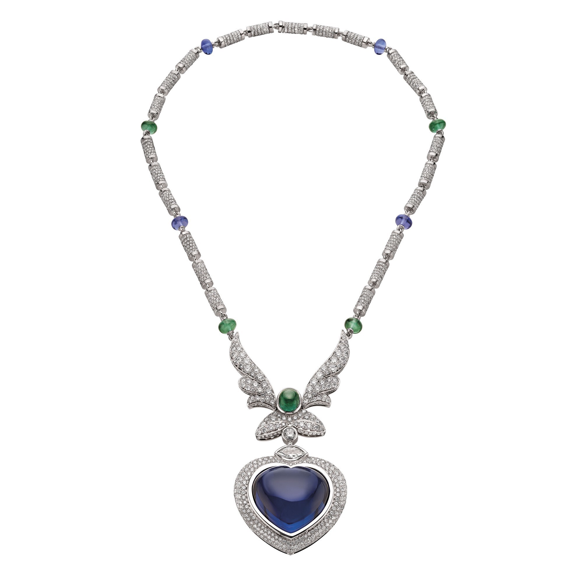 Bulgari Wild Pop Heart Tanzanite Necklace - Full Length View