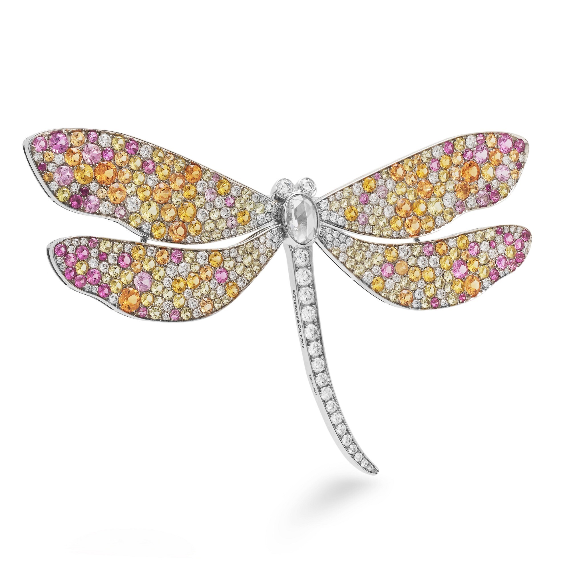Side view of the Tiffany & Co. Dragonfly Brooch showcasing its detailed wing structure.