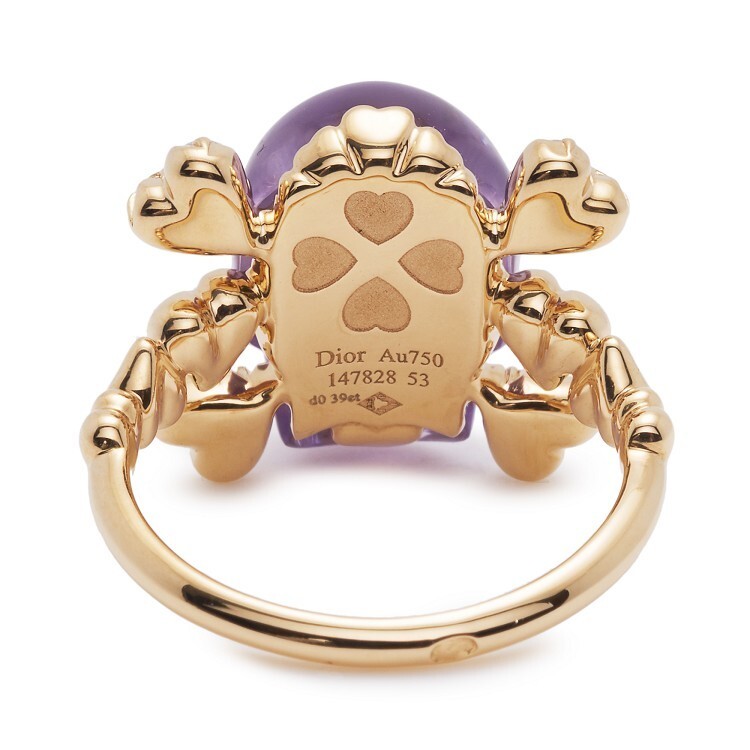 Dior Tête de Mort skull ring highlighting the intricate gold setting