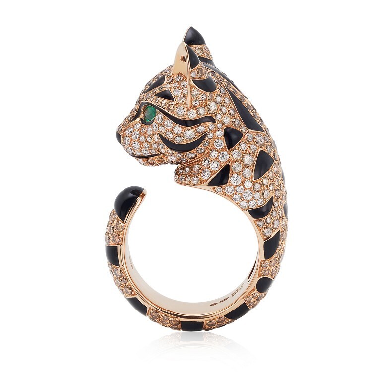 Boucheron Bengal Leopard Cat Ring - Rose Gold Setting