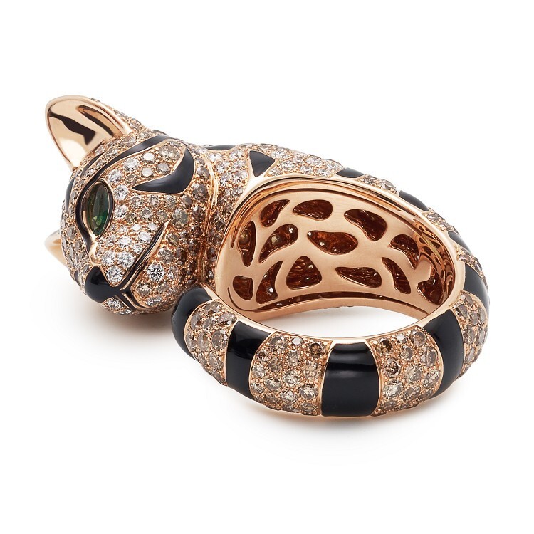 Boucheron Rose Gold Ring with Champagne and White Diamonds