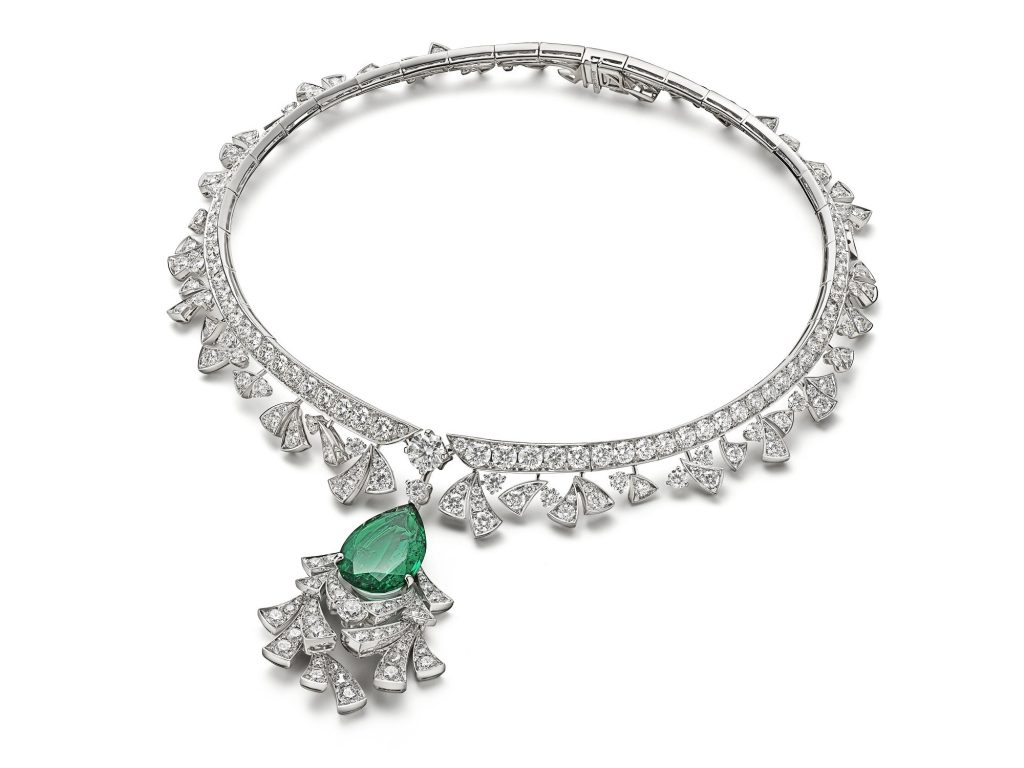 BVLGARI Precious Feathers emerald necklace