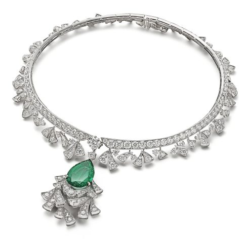 BVLGARI Precious Feathers emerald necklace