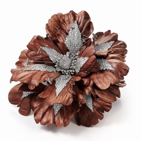 Boucheron Bois Diamant rosewood brooch