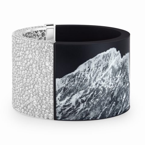 Boucheron Eau Forte etching white gold diamond bracelet