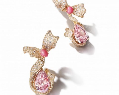 CINDY CHAO The Art Jewel Fancy Intense Pink Diamond Ribbon Earrings