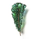 CINDY CHAO The Art Jewel Green Plumule feather brooch and earrings