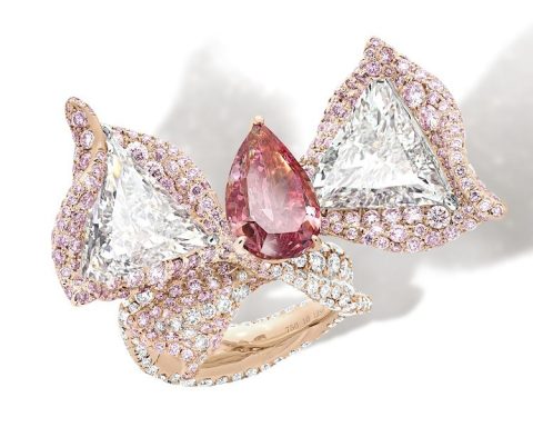 CINDY CHAO The Art Jewel Pink Diamond Ribbon Ring