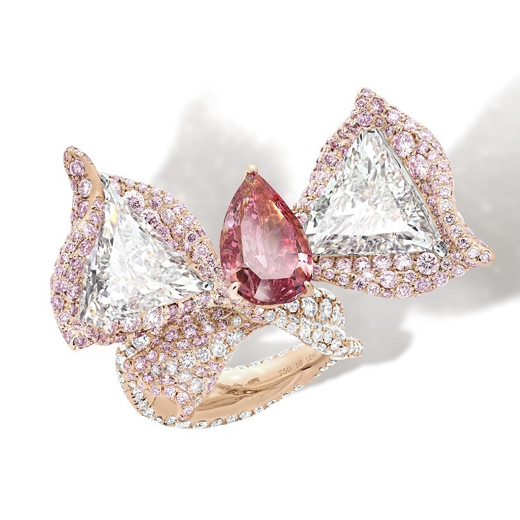 CINDY CHAO The Art Jewel Pink Diamond Ribbon Ring