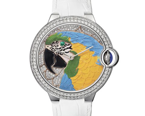 Cartier Ballon Bleu de Cartier floral inlaid watch