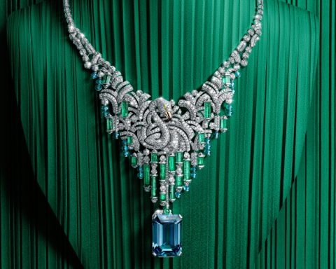 Cartier Celestun aquamarine flamingo necklace