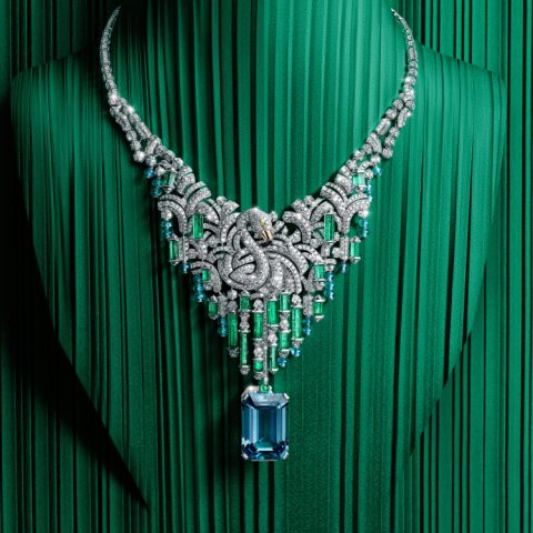 Cartier Celestun aquamarine flamingo necklace