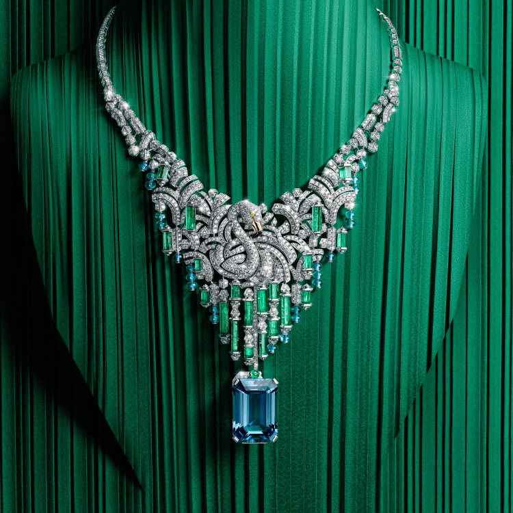 Cartier Celestun aquamarine flamingo necklace