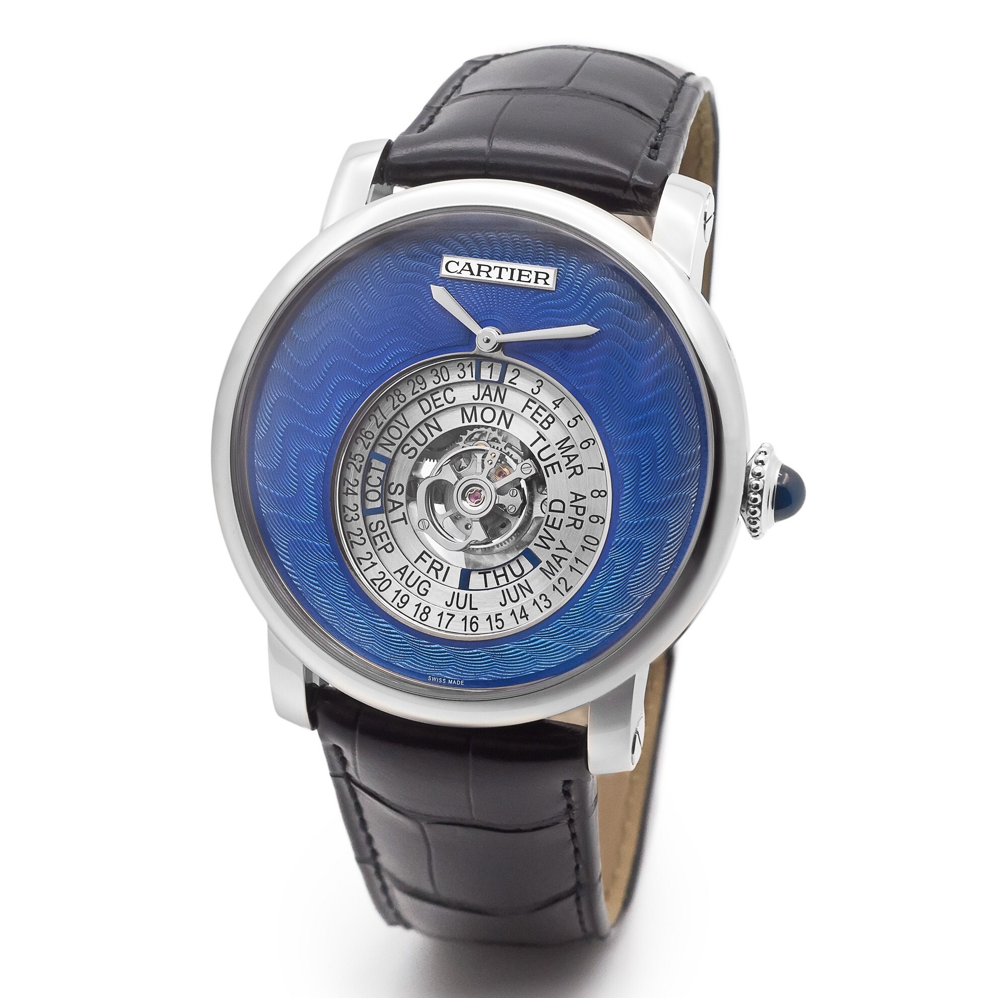 Cartier Rotonde de Cartier Astrocalendaire blue enamel dial platinum watch