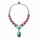 Cartier Yfalos Turquoise Coral Emerald Necklace