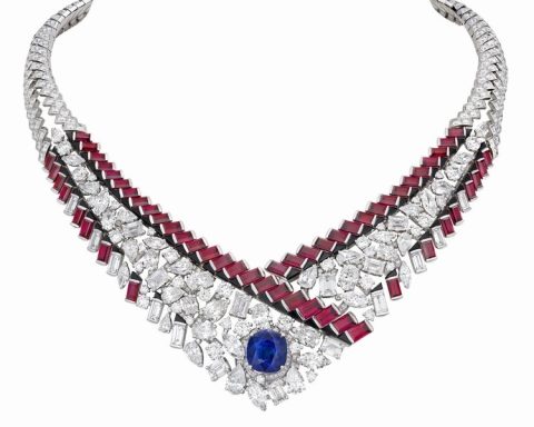 Chanel Chanel Graphic Line Sapphire Necklace
