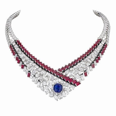 Chanel Chanel Graphic Line Sapphire Necklace