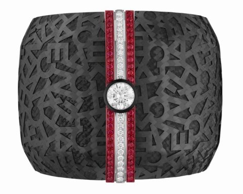 Chanel Chanel Print diamond carbon fiber wide bracelet