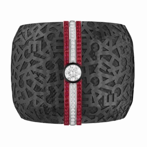 Chanel Chanel Print diamond carbon fiber wide bracelet